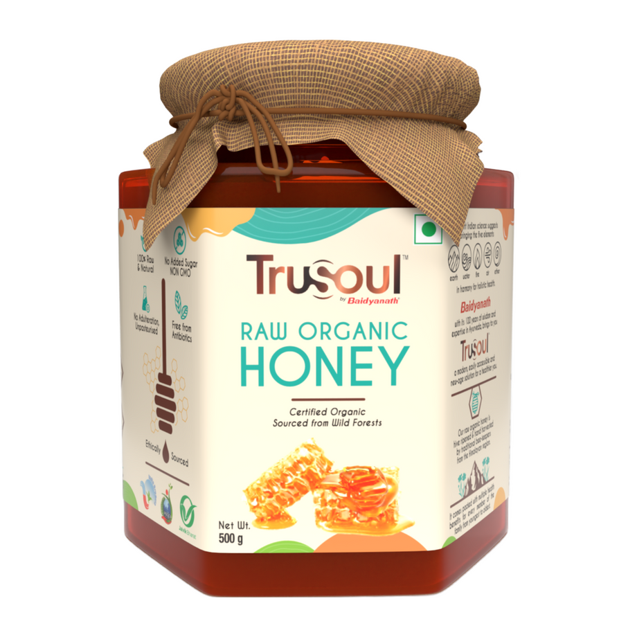 Trusoul Raw Organic Honey Glass Bottle - 500 gms